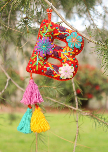 Peruvian Hand Embroidered Letter Shape Keychain