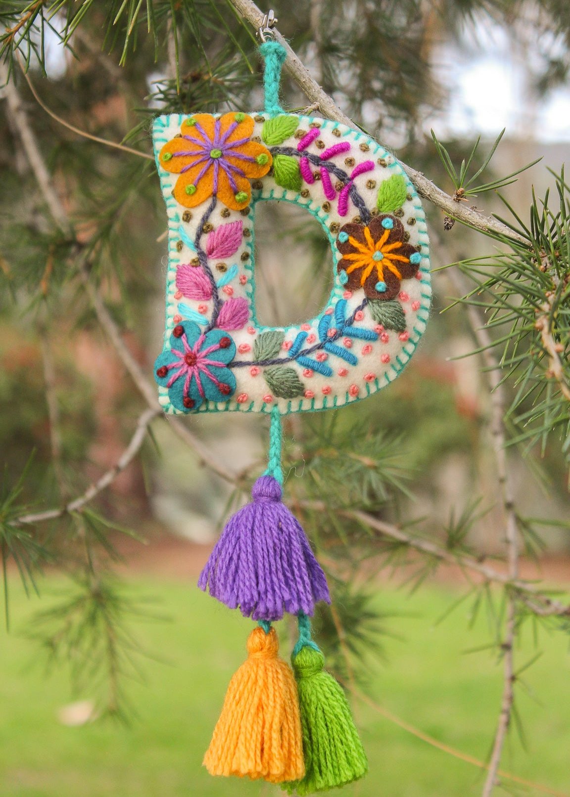 Peruvian Hand Embroidered Letter Shape Keychain