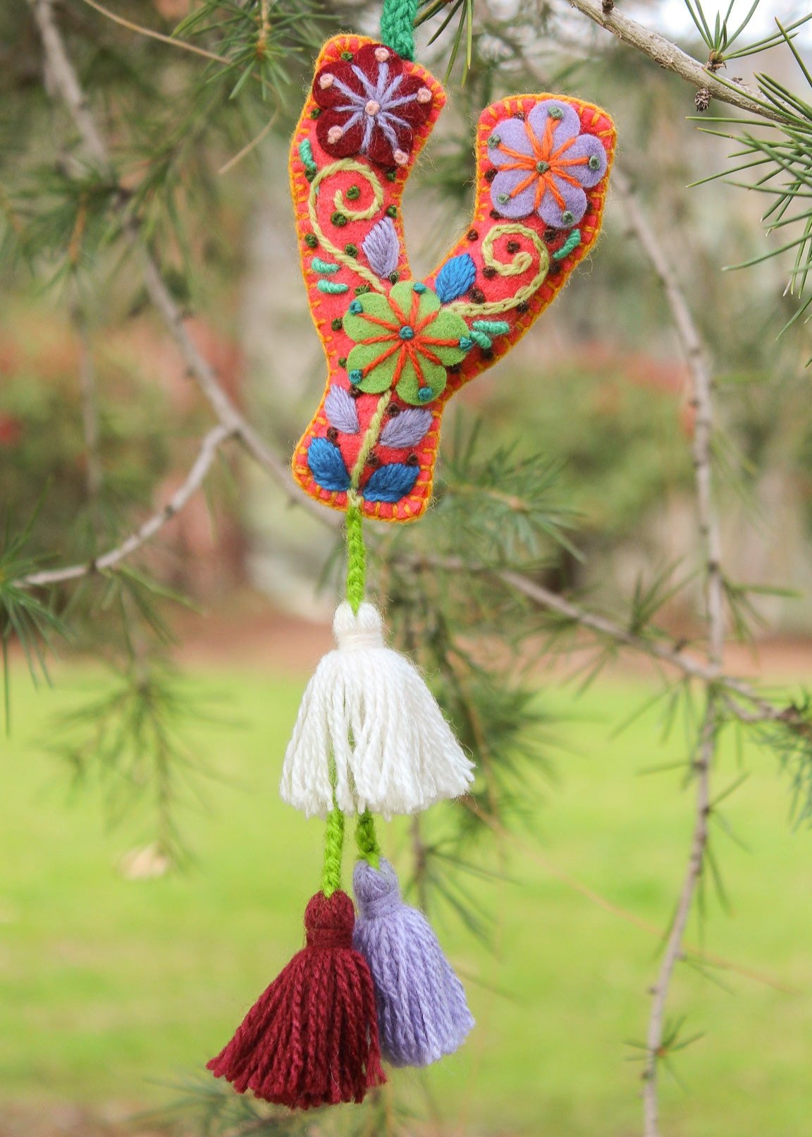 Peruvian Hand Embroidered Letter Shape Keychain