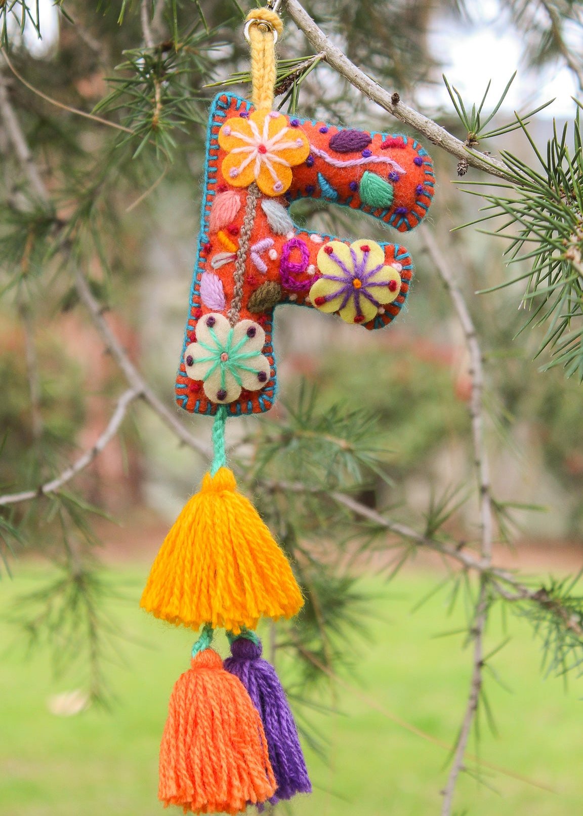 Peruvian Hand Embroidered Letter Shape Keychain
