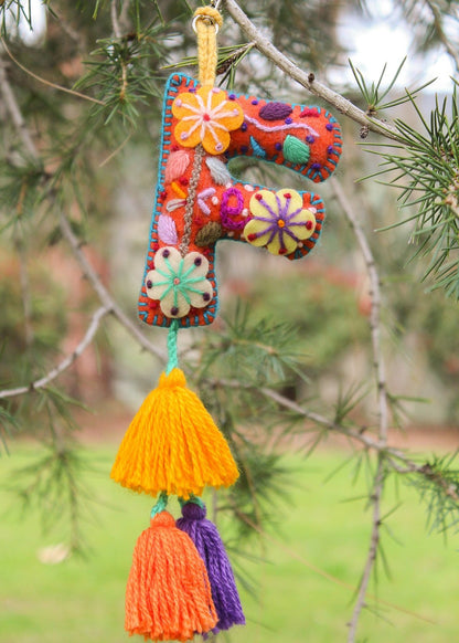 Peruvian Hand Embroidered Letter Shape Keychain