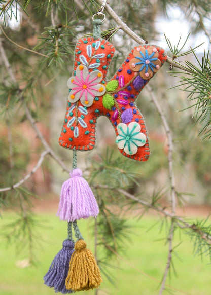 Peruvian Hand Embroidered Letter Shape Keychain