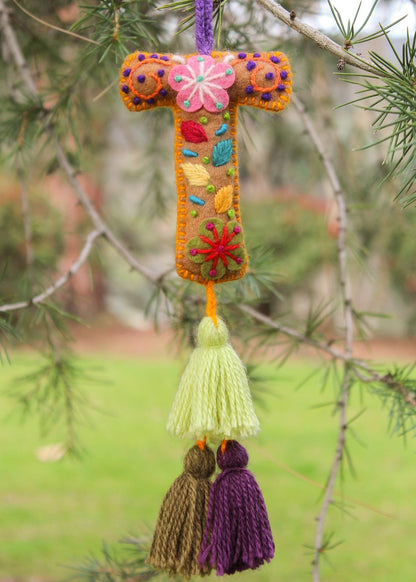 Peruvian Hand Embroidered Letter Shape Keychain