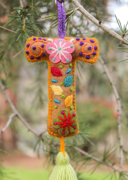 Peruvian Hand Embroidered Letter Shape Keychain