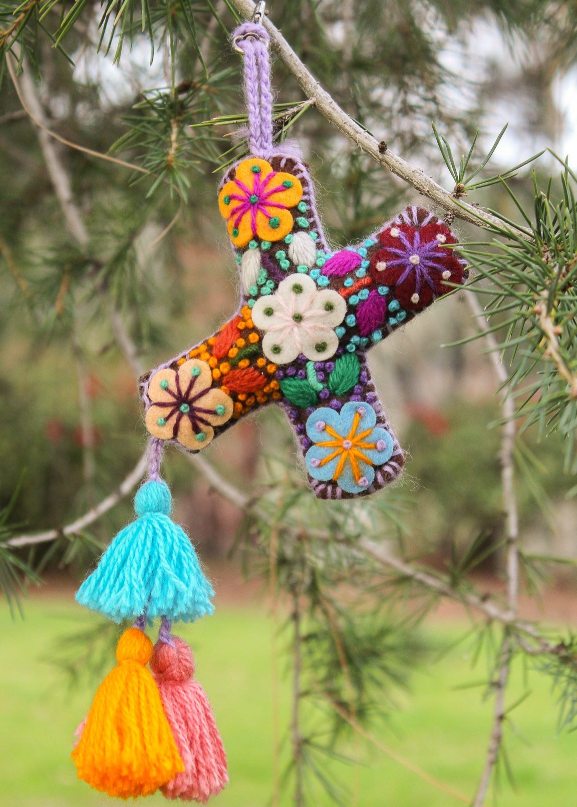 Peruvian Hand Embroidered Letter Shape Keychain