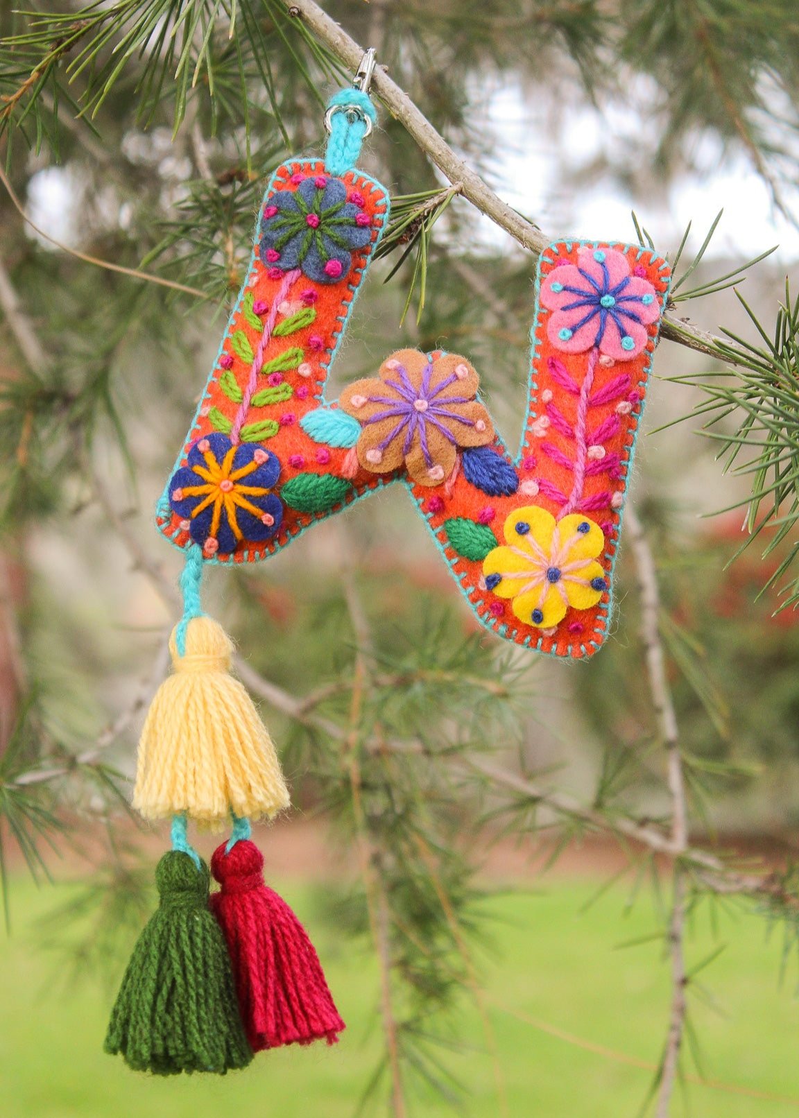 Peruvian Hand Embroidered Letter Shape Keychain