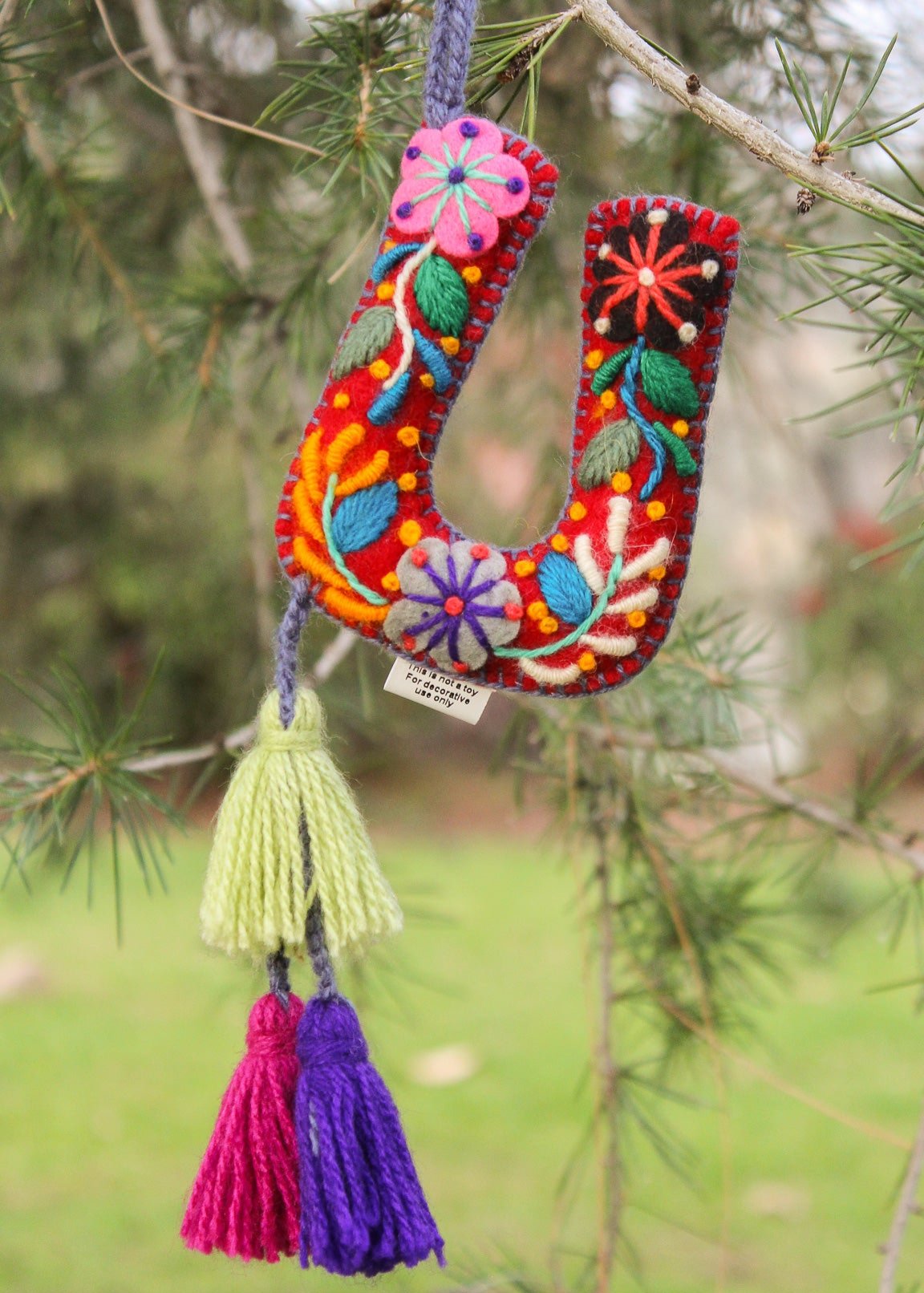 Peruvian Hand Embroidered Letter Shape Keychain