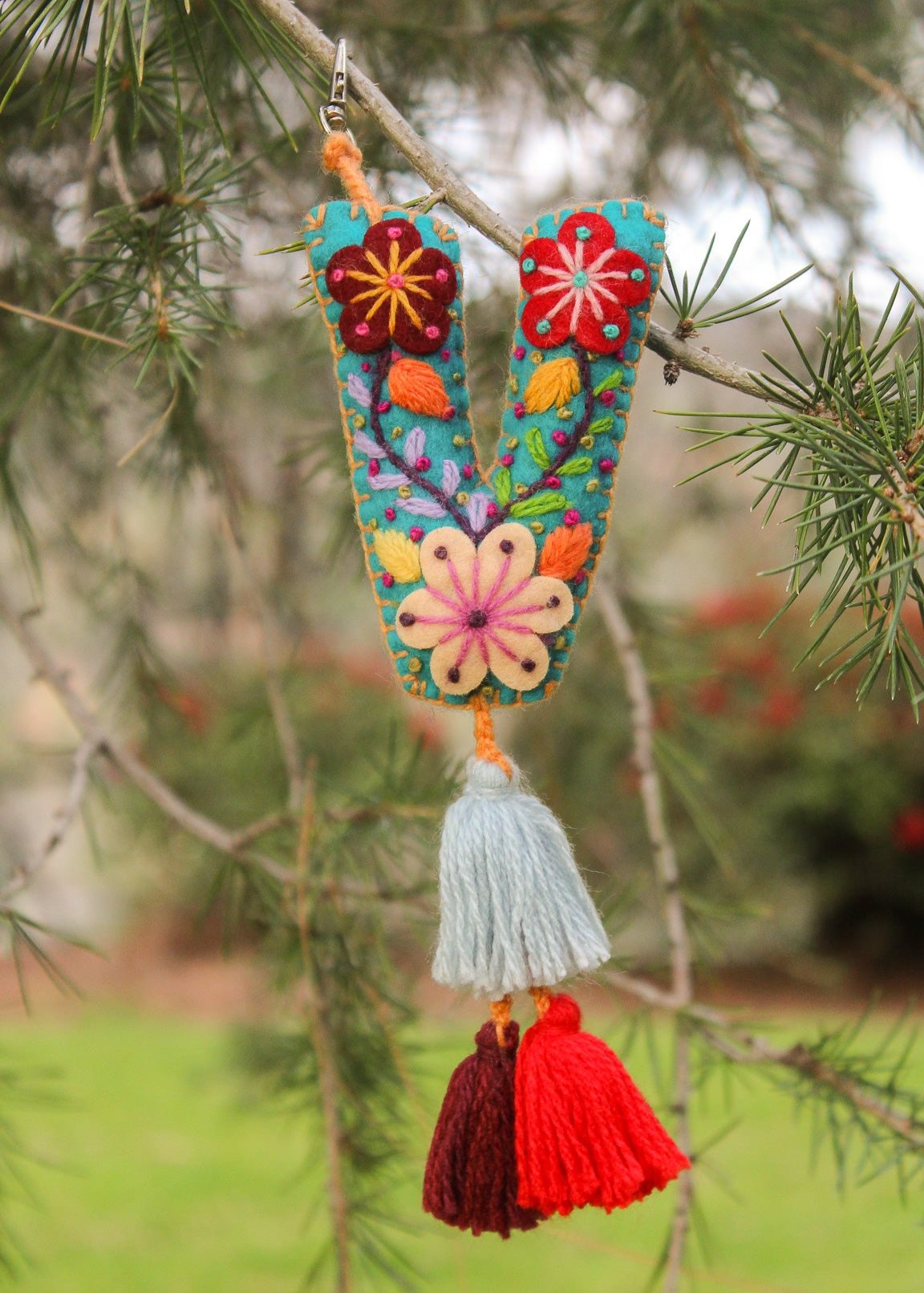 Peruvian Hand Embroidered Letter Shape Keychain