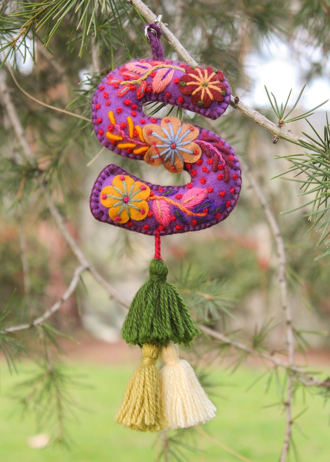 Peruvian Hand Embroidered Letter Shape Keychain