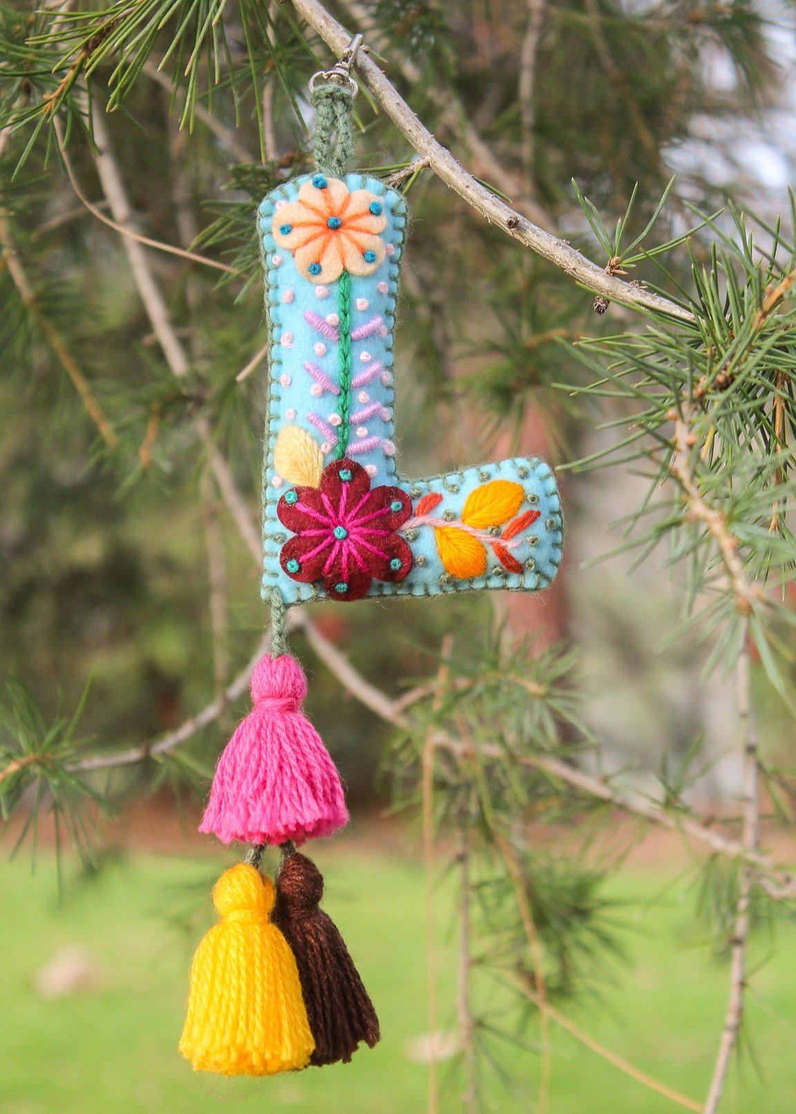 Peruvian Hand Embroidered Letter Shape Keychain