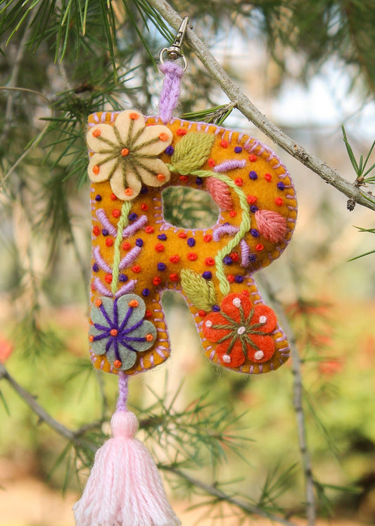 Peruvian Hand Embroidered Letter Shape Keychain