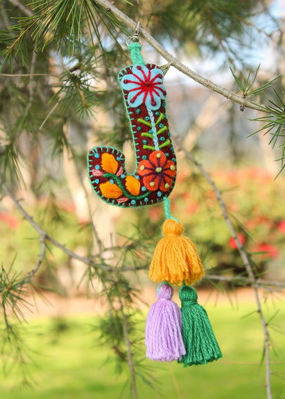Peruvian Hand Embroidered Letter Shape Keychain