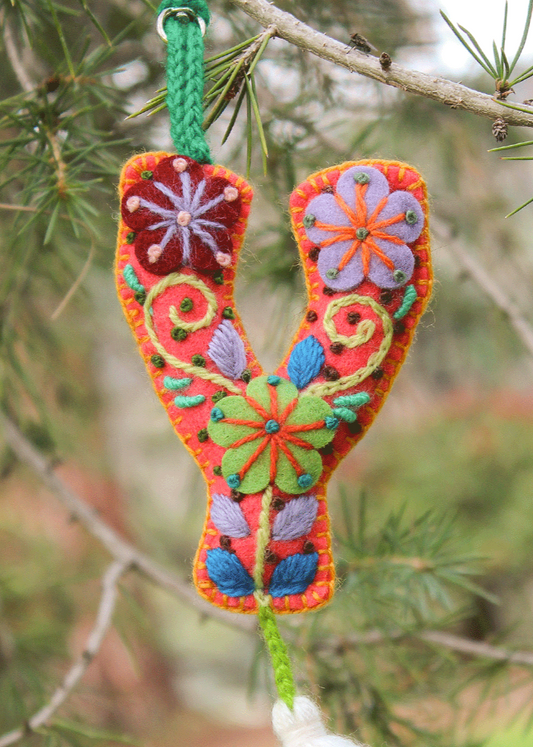 Peruvian Hand Embroidered Letter Shape Keychain