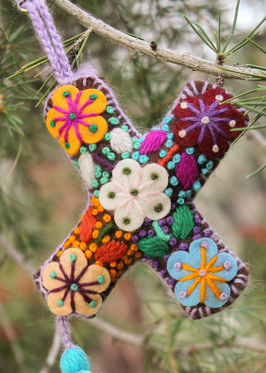 Peruvian Hand Embroidered Letter Shape Keychain