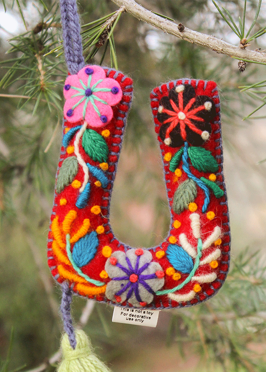 Peruvian Hand Embroidered Letter Shape Keychain